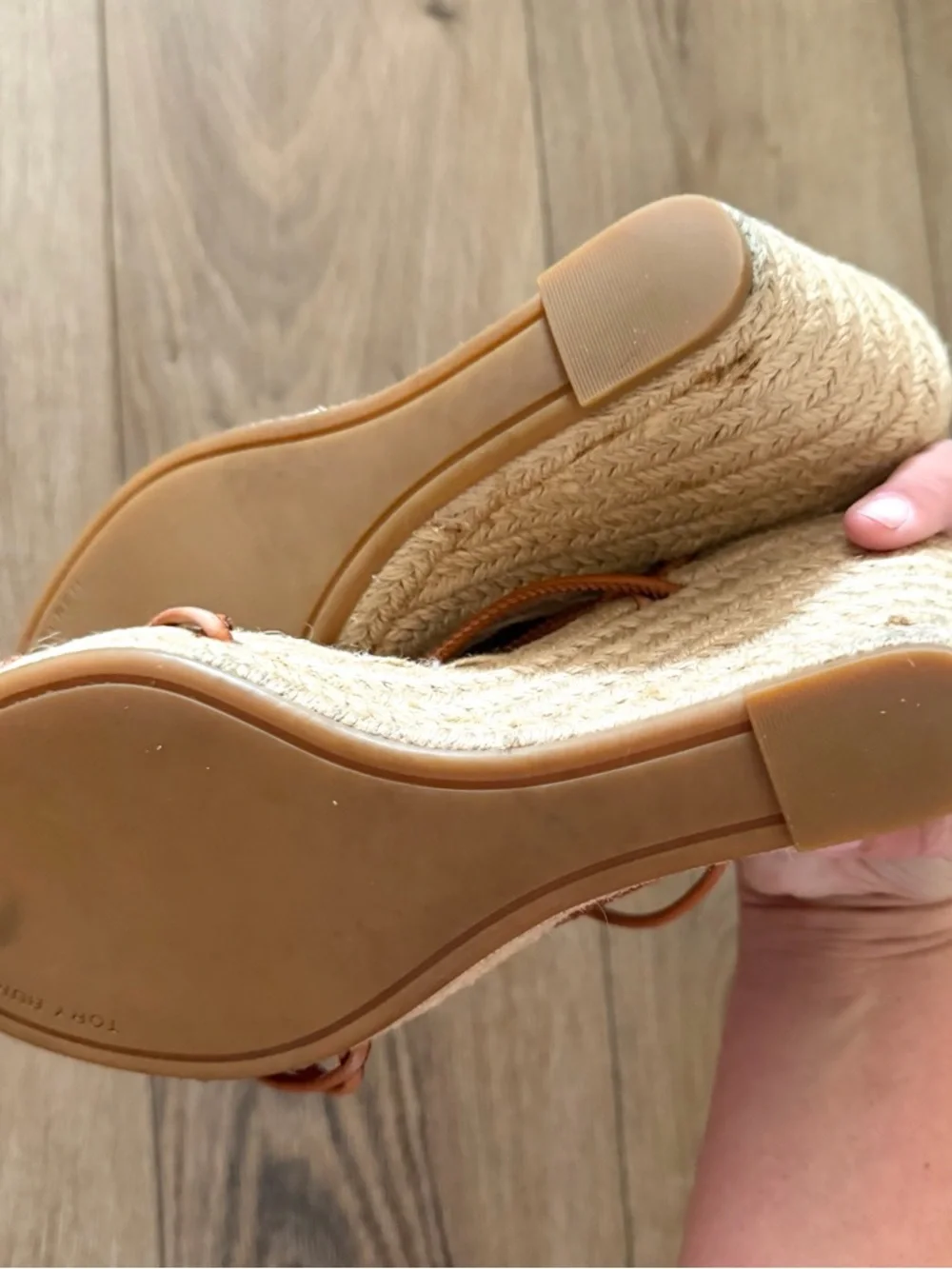 Tory Burch Diamond Patch Espadrille Goat Leather Wedge Sandals SIZE 9.5